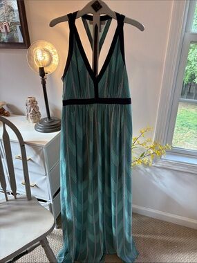 Forever 21 Teal Maxi Dress with Black Trim